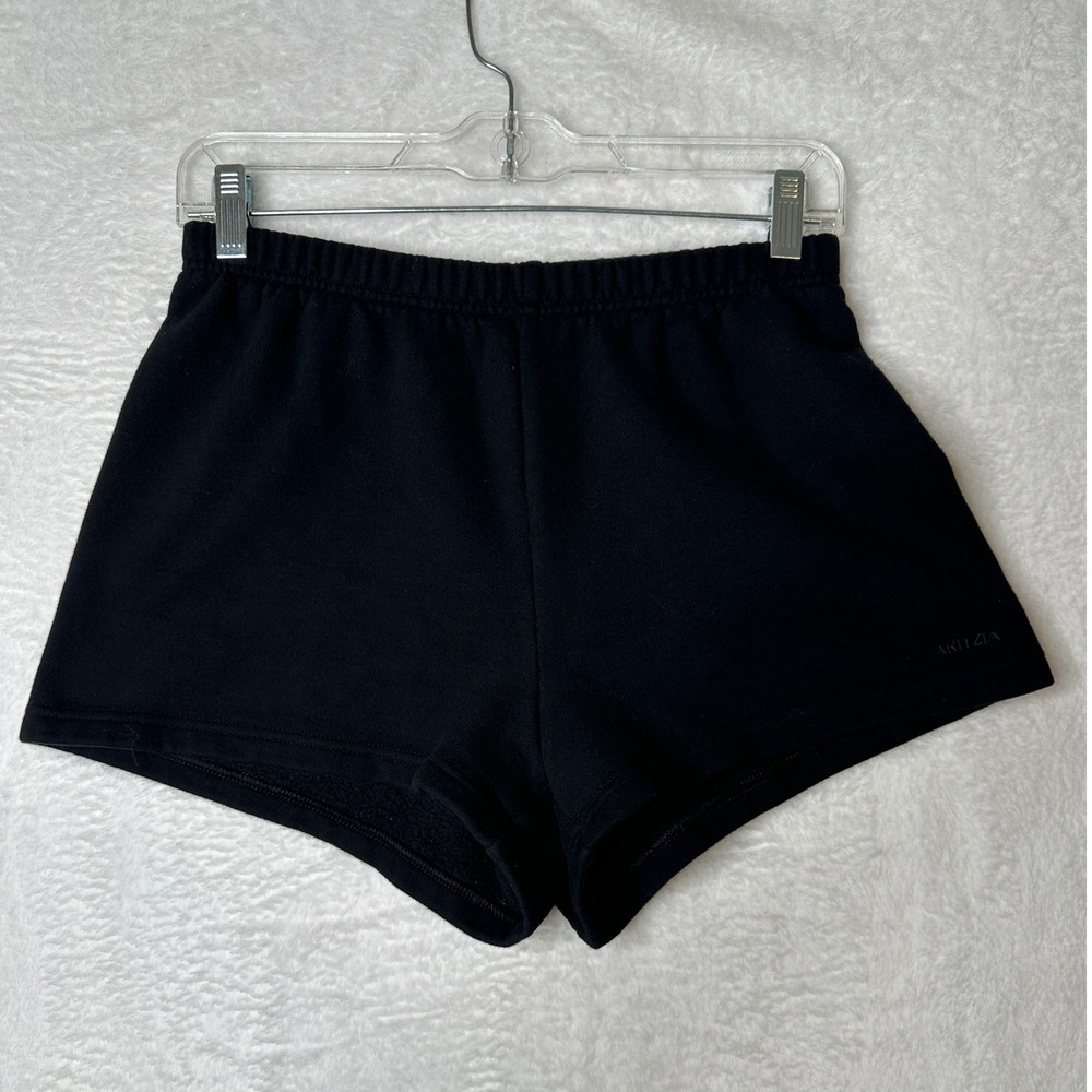 Aritzia Sweatfleece Cozy Fleece Shorts Women Small Black Elastic Waist
